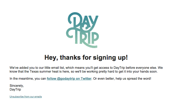 Thanks for your interest in DayTrip!