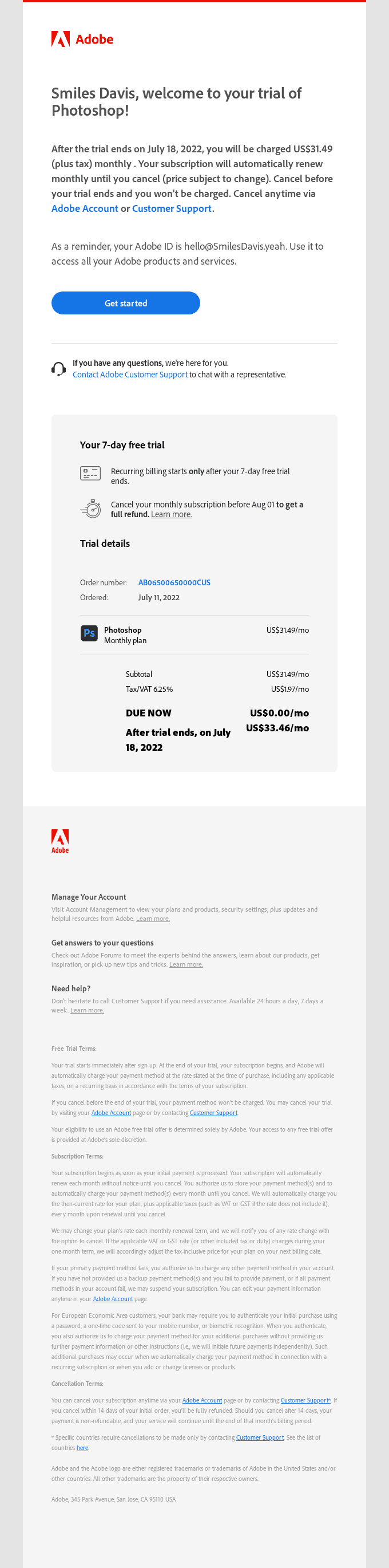 Thanks for your trial order