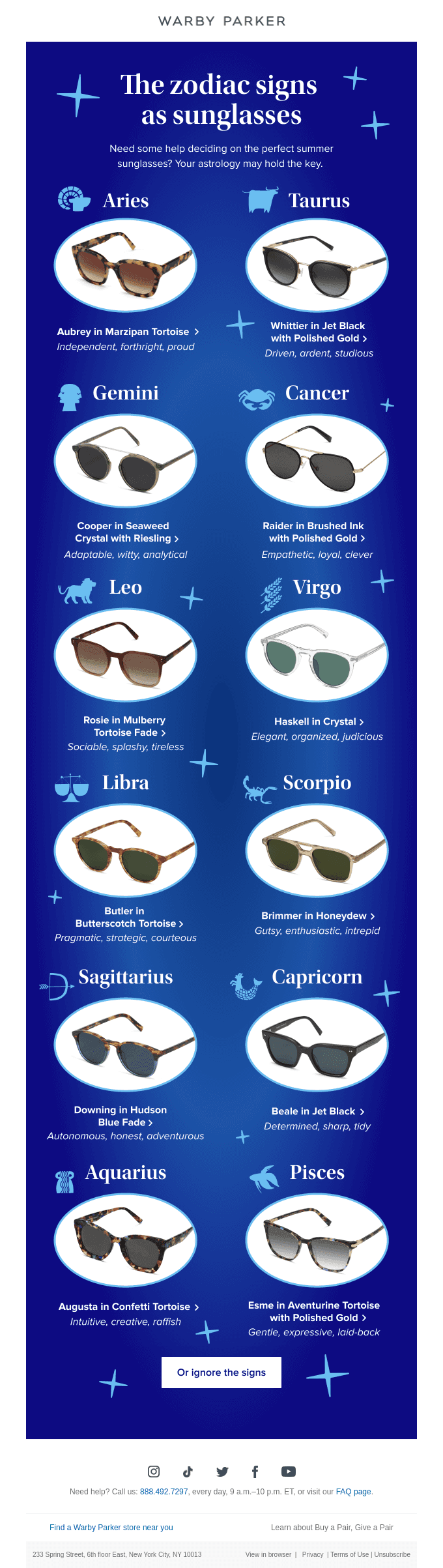 The astrology of sunglasses