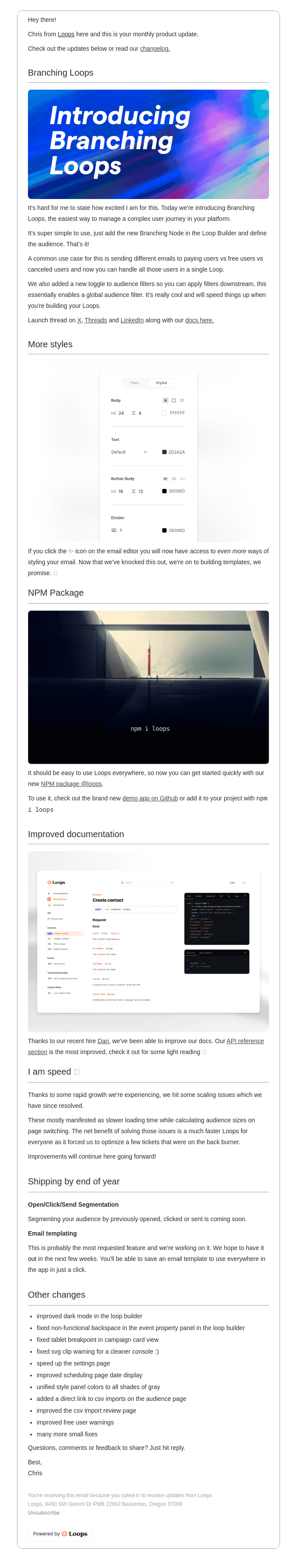 The latest updates from Loops