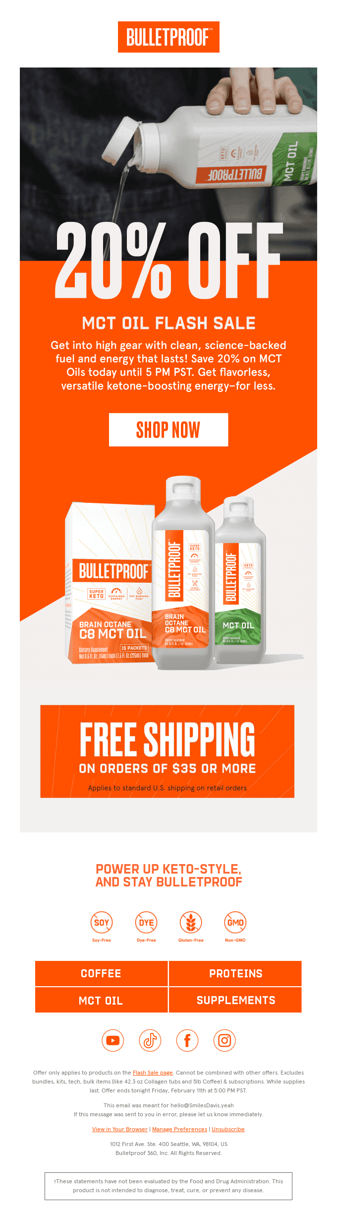 TODAY ONLY: 20% Off All MCT Oils