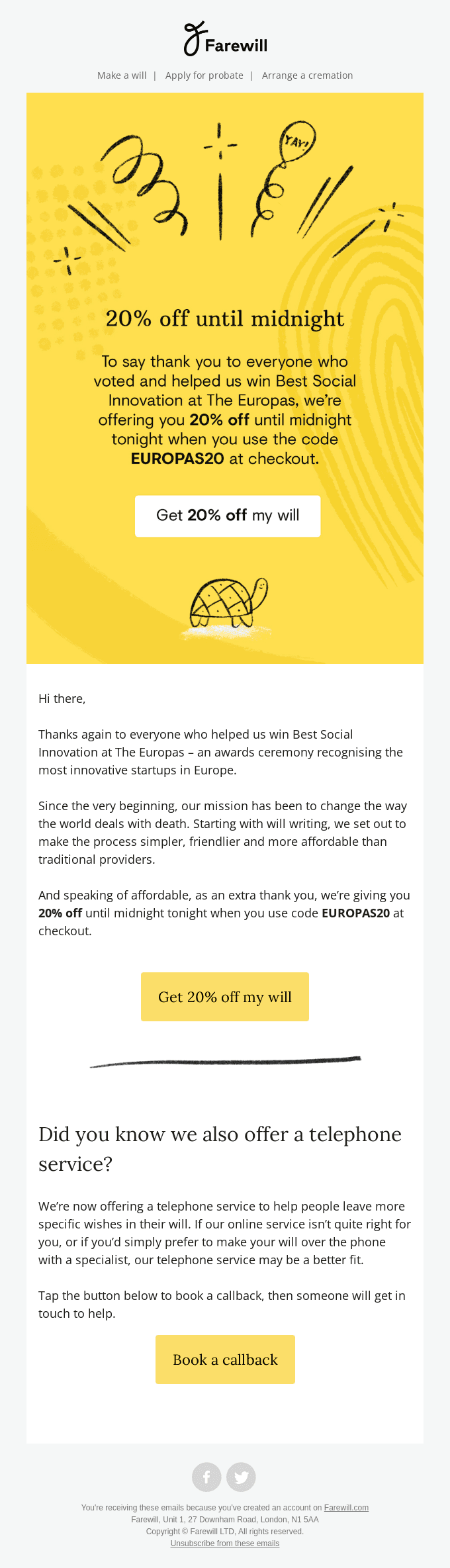 Today only: 20% off your will