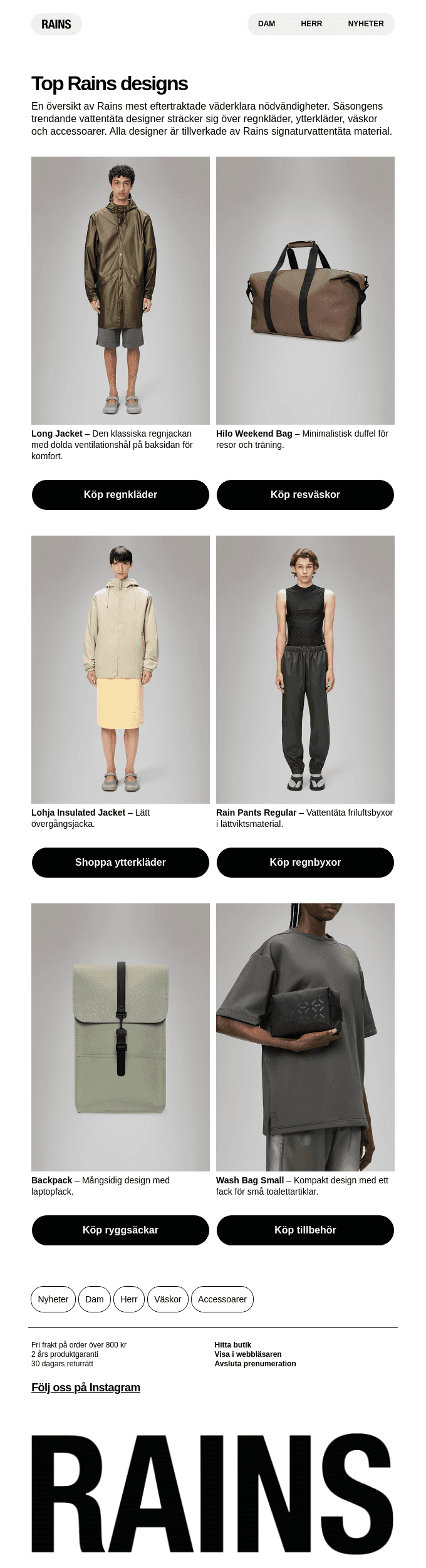 Top Rains designs