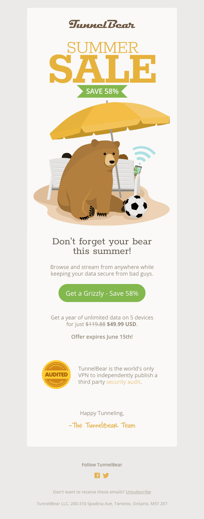 TunnelBear Summer Sale – Save 58%