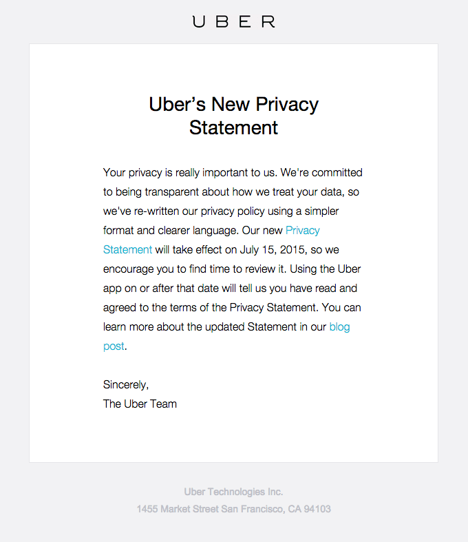 Uber’s New Privacy Statement