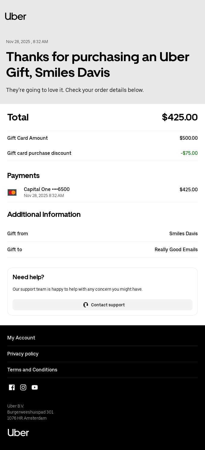 Uber: Your receipt