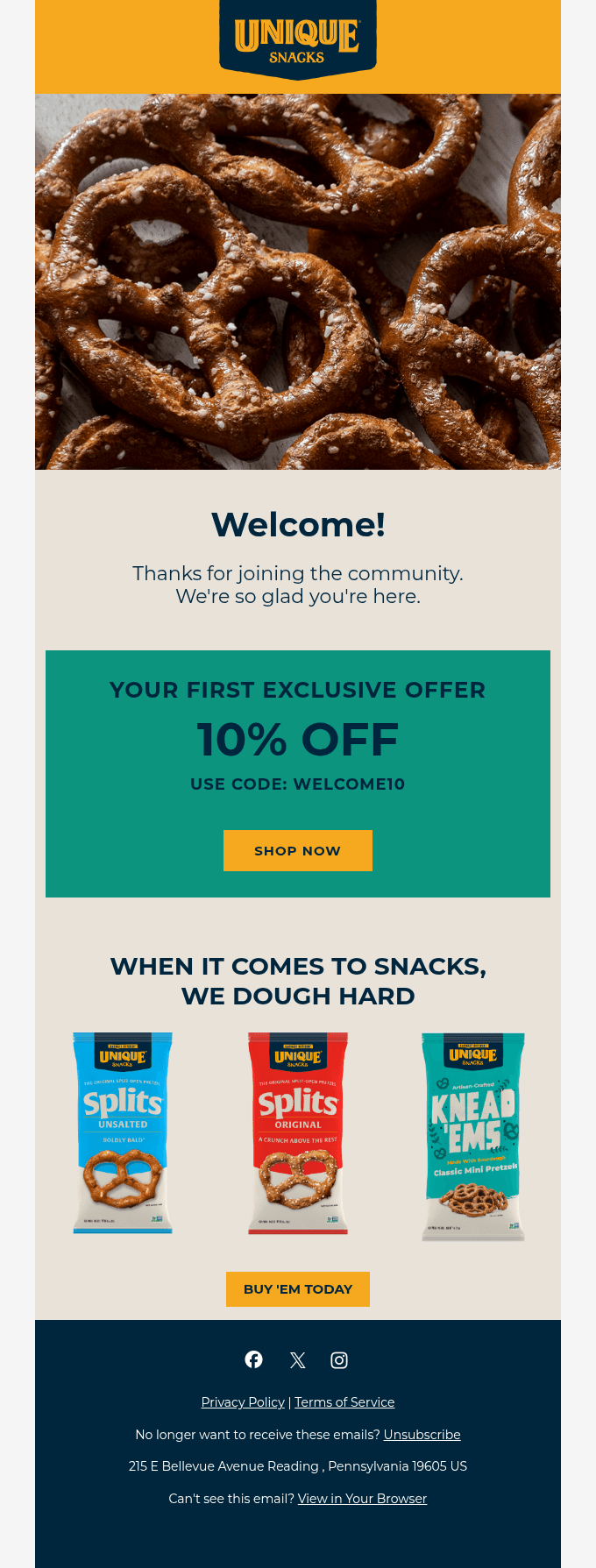 Welcome! Here's your discount code!