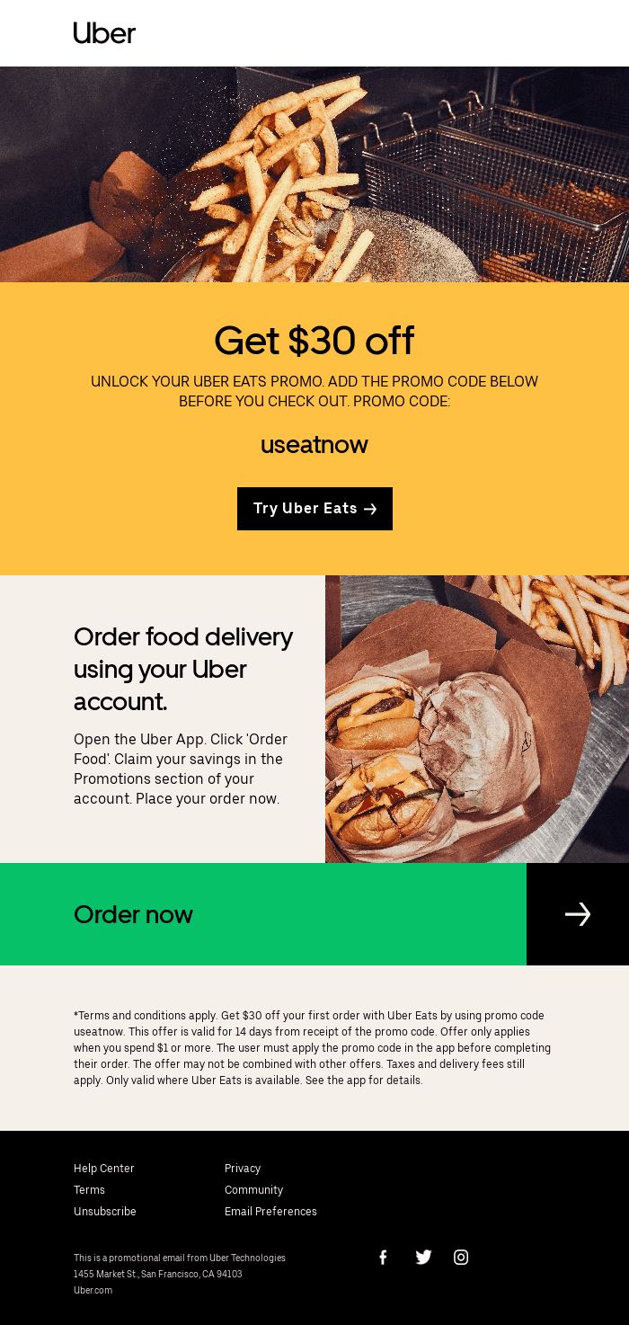 Unlock your Uber Eats promo