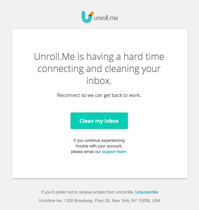 ⚠️ Unroll.Me has stopped working