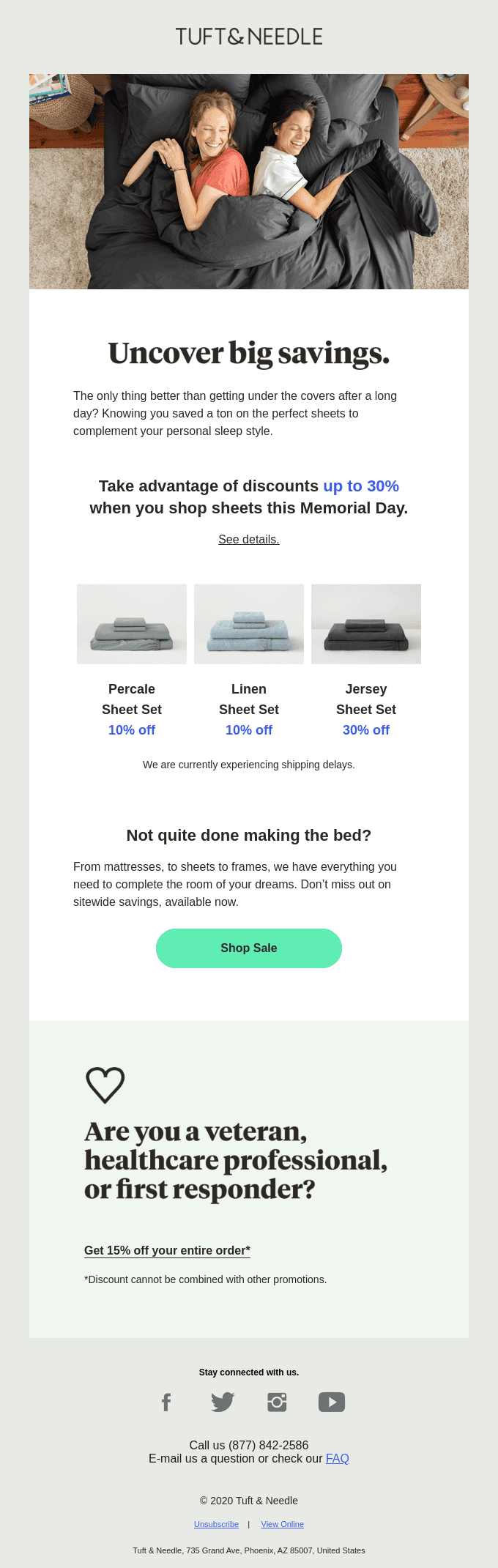 Up to 30% off sheets.