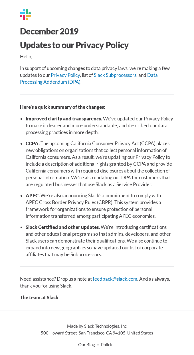 Updates to our Privacy Policy