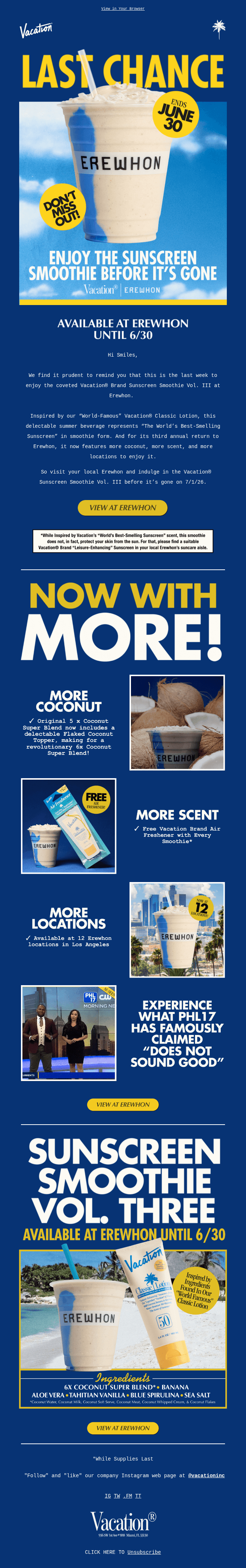 LAST CHANCE: Sunscreen Smoothie at Erewhon 🏝️