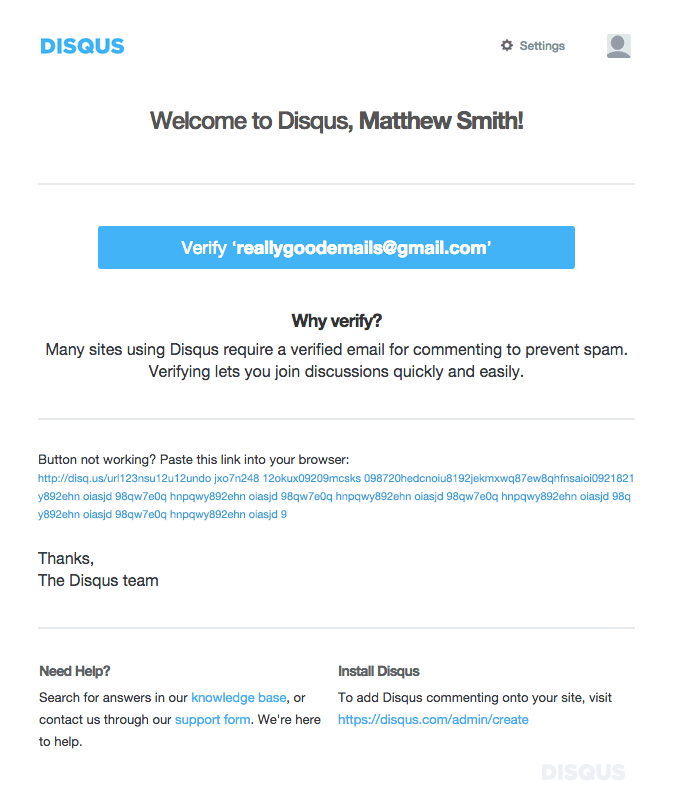 Verify your email now, prevent stuck comments