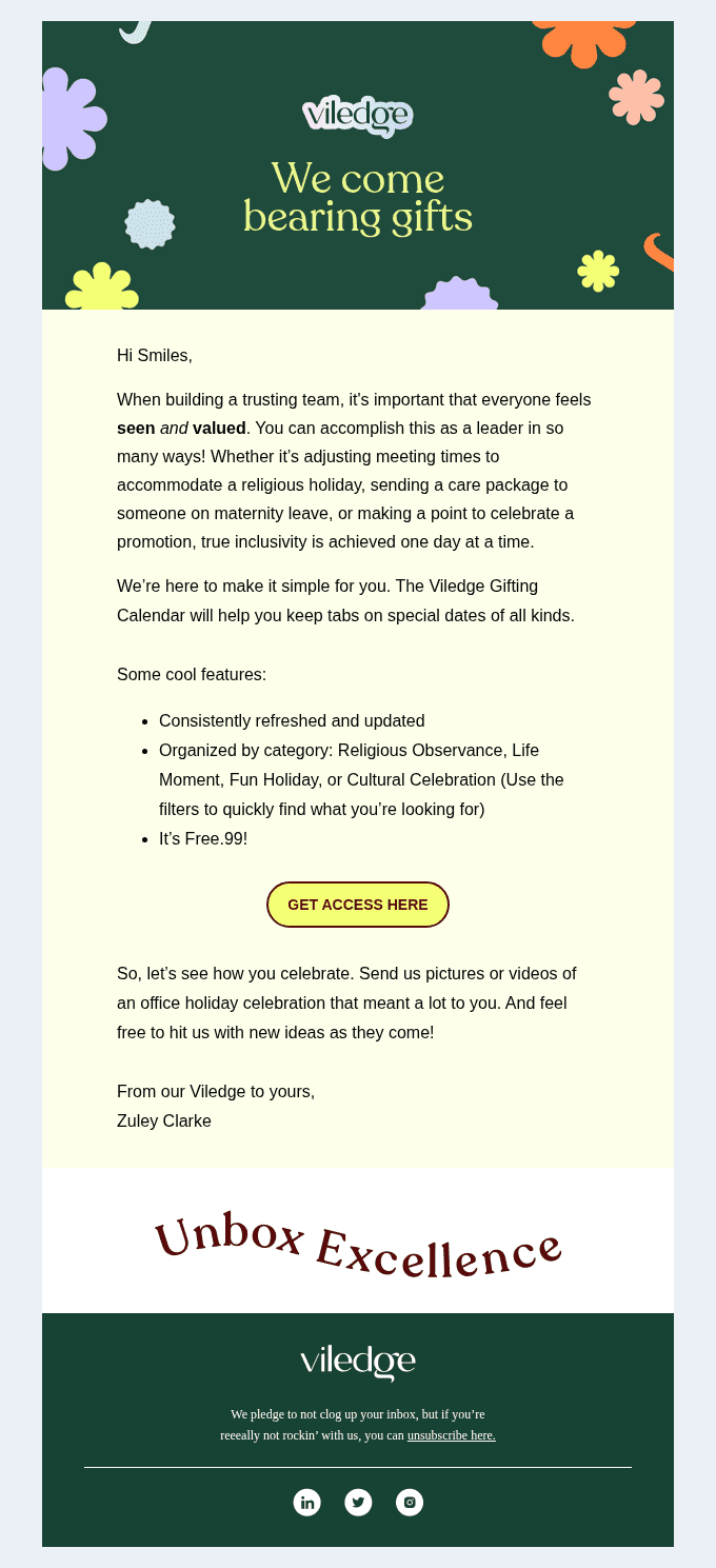  [Delivered] Your Team Gifting Moments Calendar from Viledge 🎉