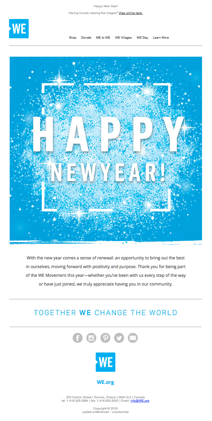 WE Welcomes You to 2017
