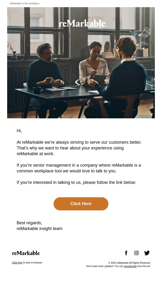 We would like to hear from you