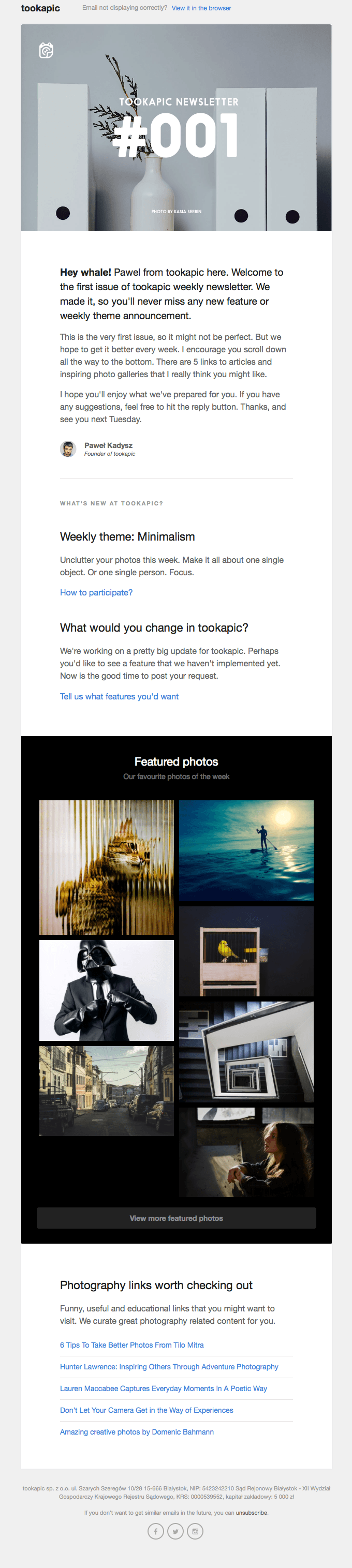 Weekly Newsletter #001