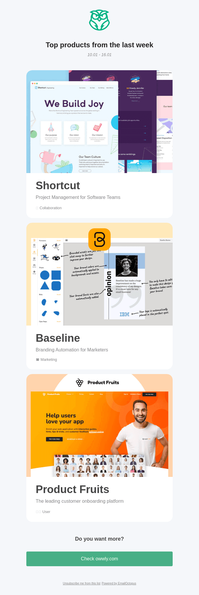 🦉 Weekly startup alert