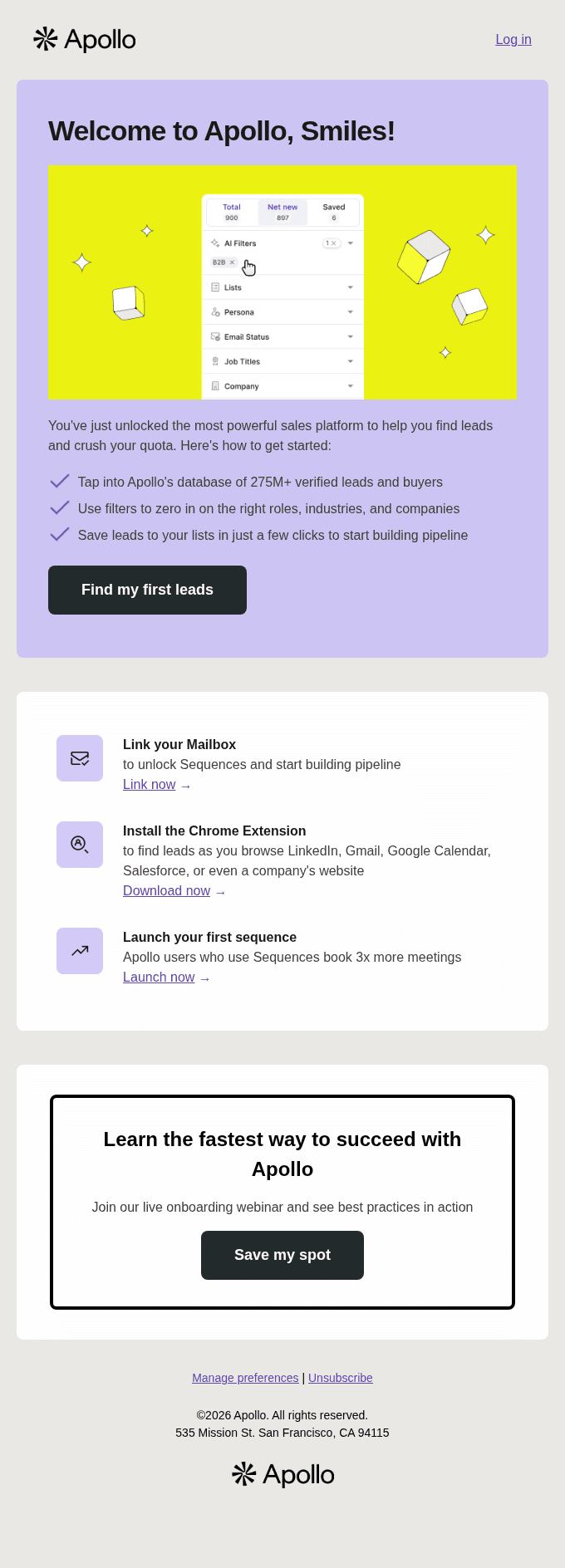 Welcome to Apollo - your sales journey starts here