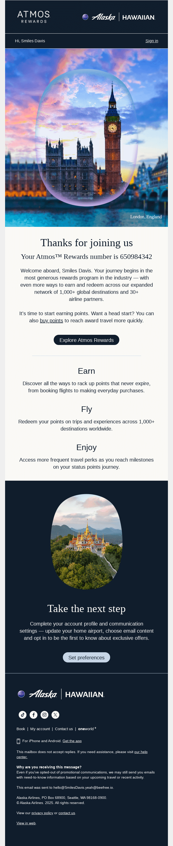 Smiles, welcome to Atmos Rewards