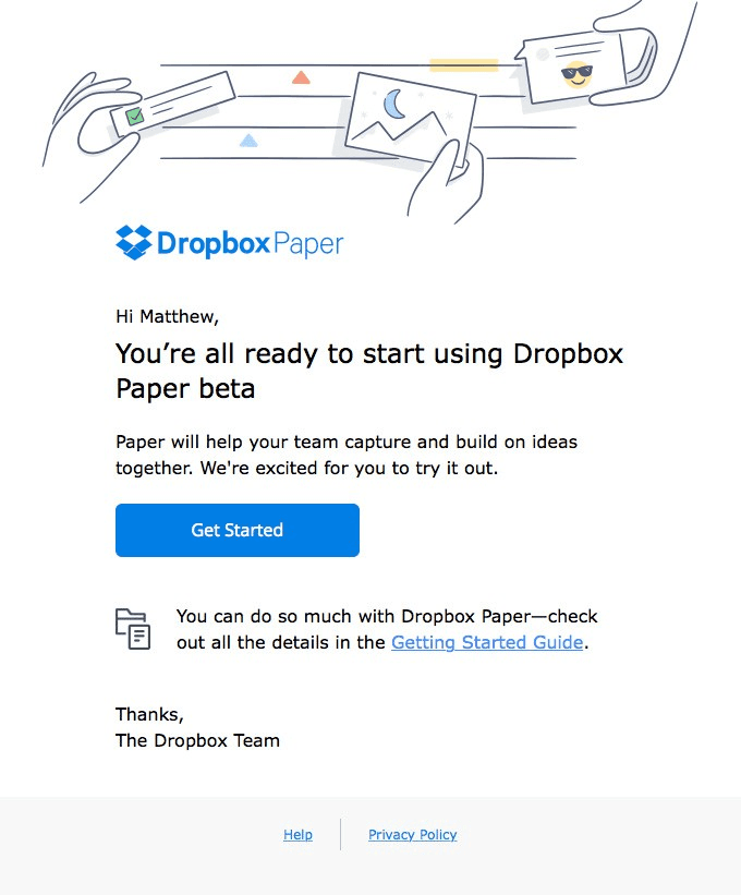Welcome to Dropbox Paper beta, Matthew