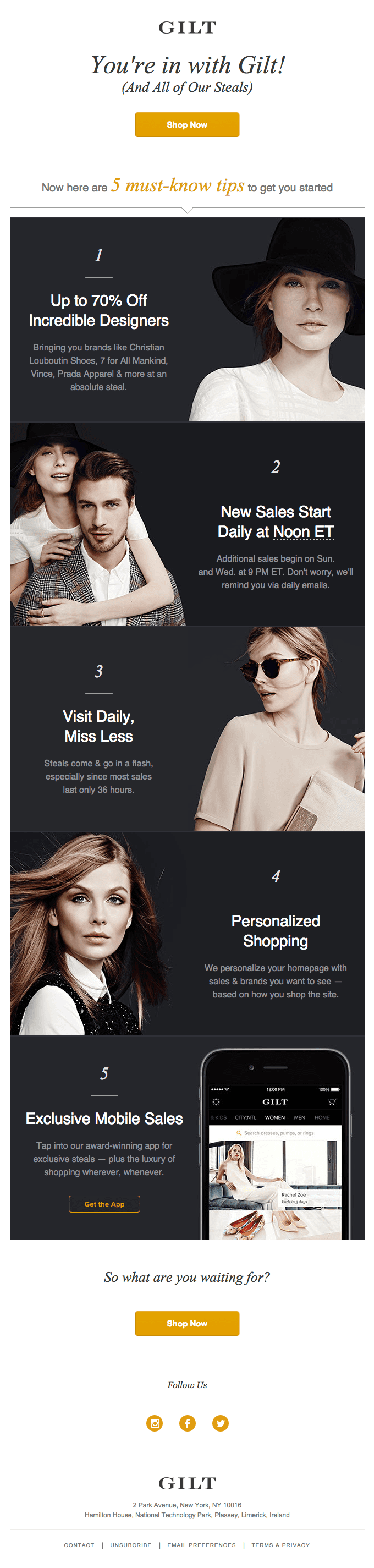 Welcome to Gilt! Here are some short shopping tips.