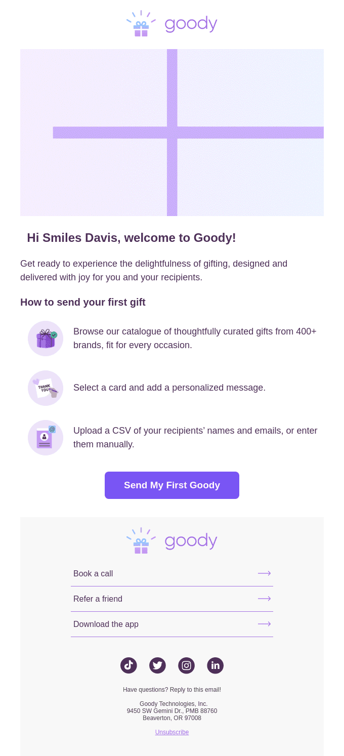 👋 Welcome to Goody, Smiles Davis!
