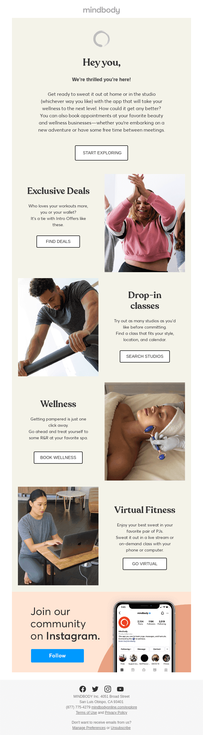 Welcome to Mindbody!