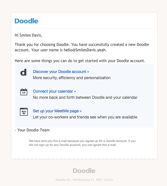 Welcome to your Doodle account