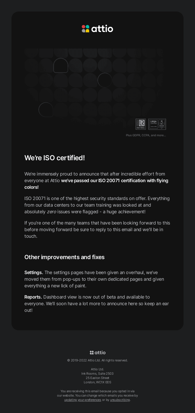 We're ISO certified!