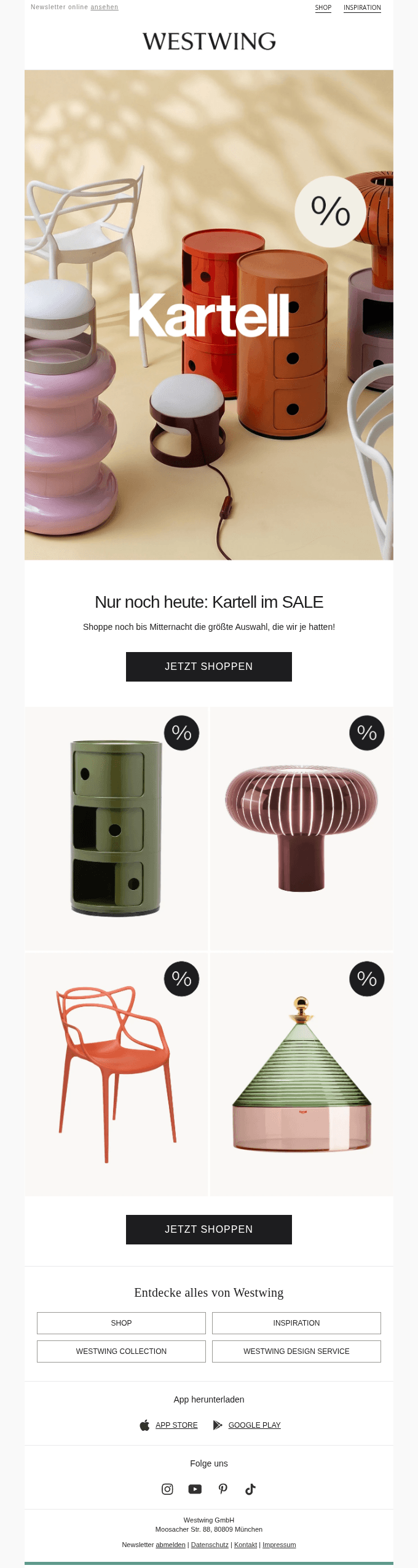 Nur noch heute: Kartell im SALE