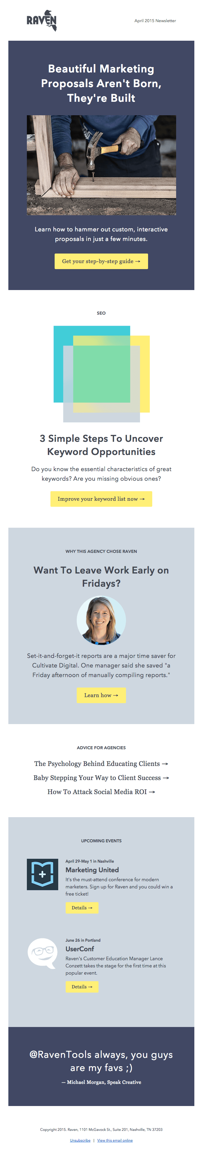 Win a Ticket to Marketing United – Raven Newsletter – April 2015