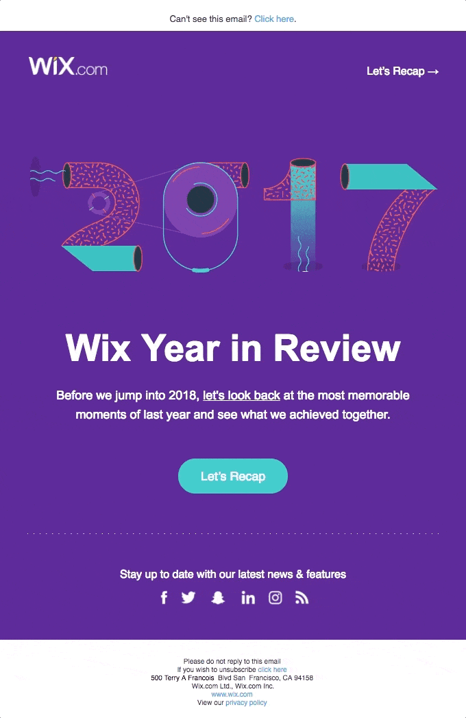 Wix Year in Review 2017