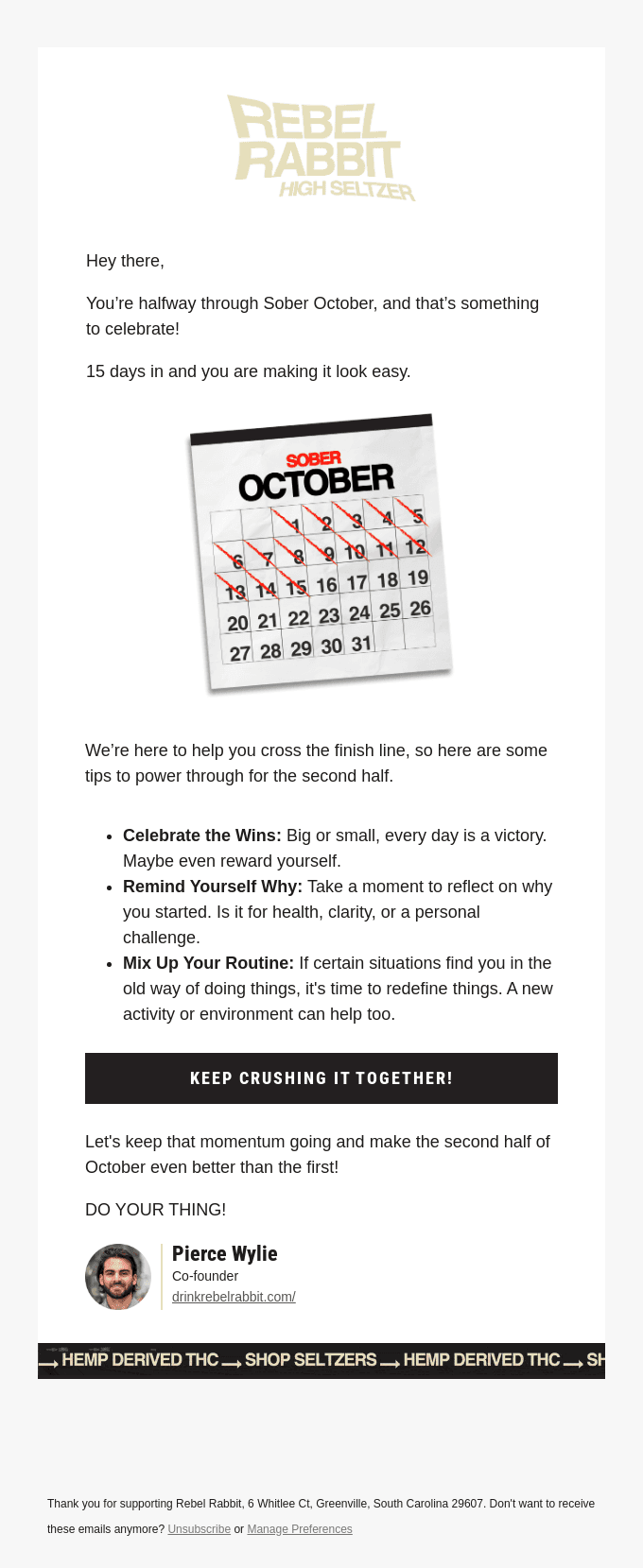 🐇 You are crushing Sober October!