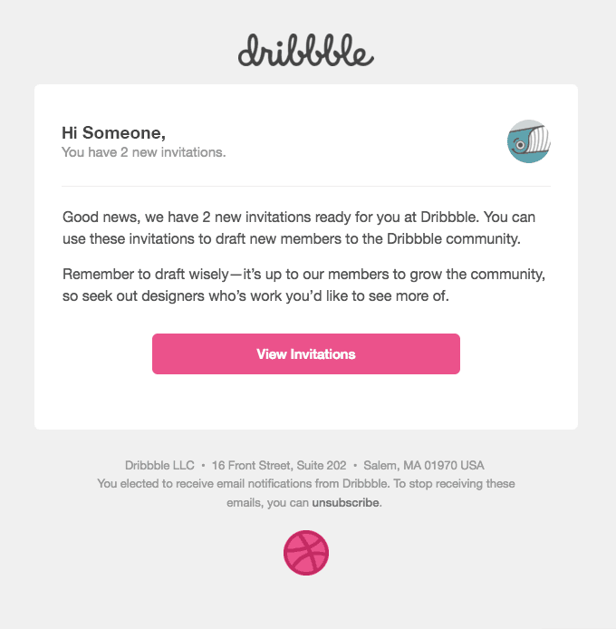[Dribbble] You have 2 new invitations