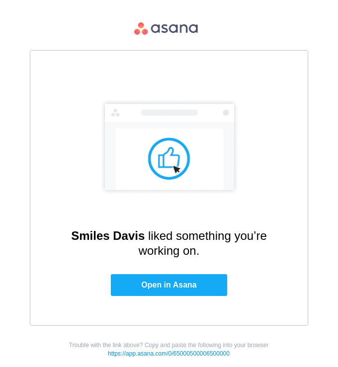 You received a Like on Asana!