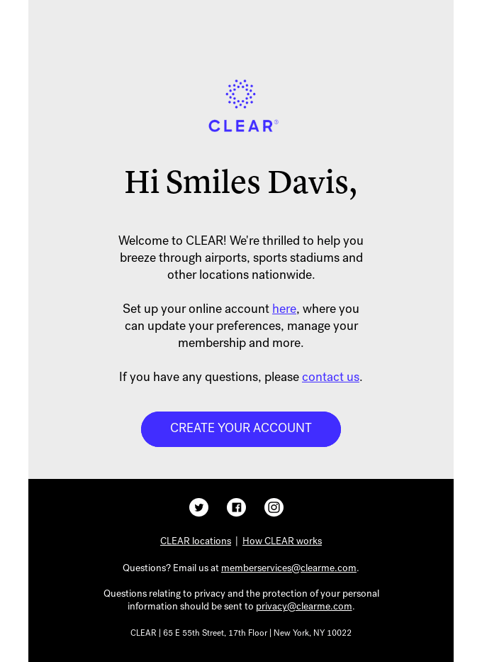 Your CLEAR Login Information