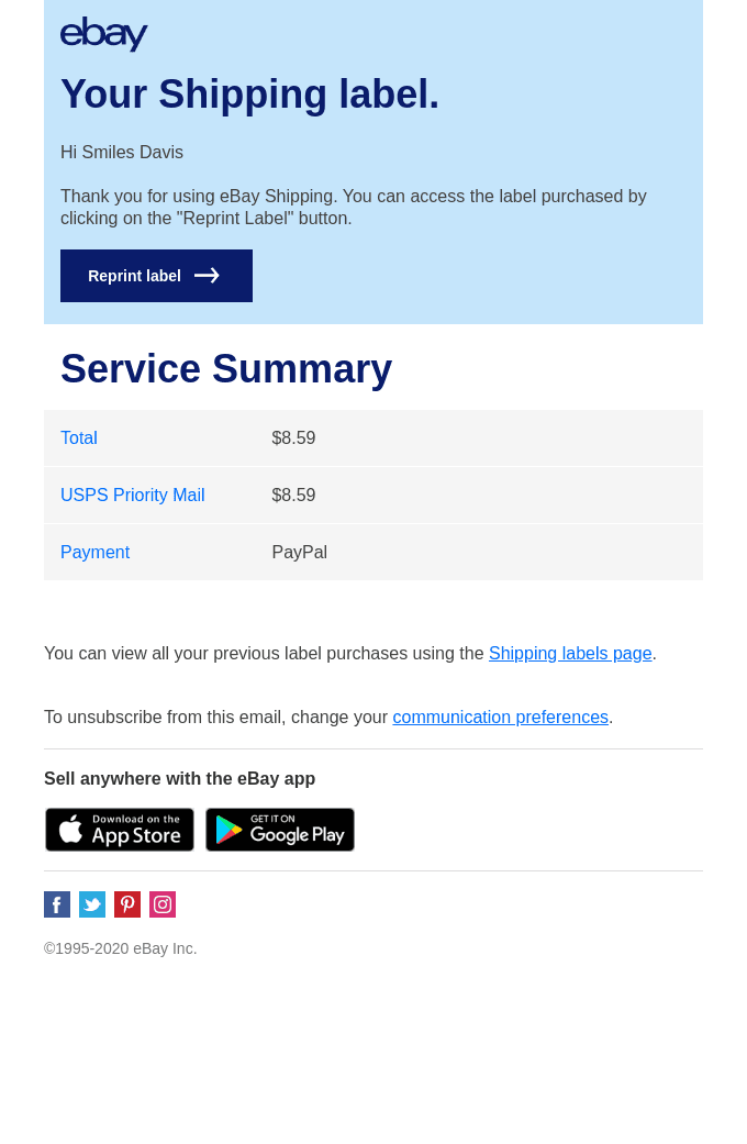 Your eBay label is ready