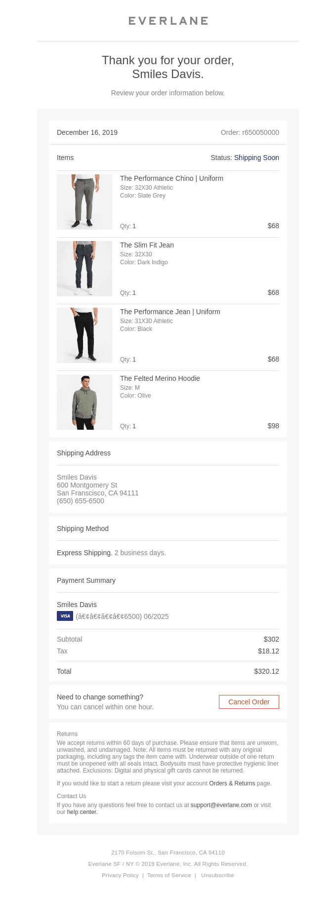 Your Everlane order