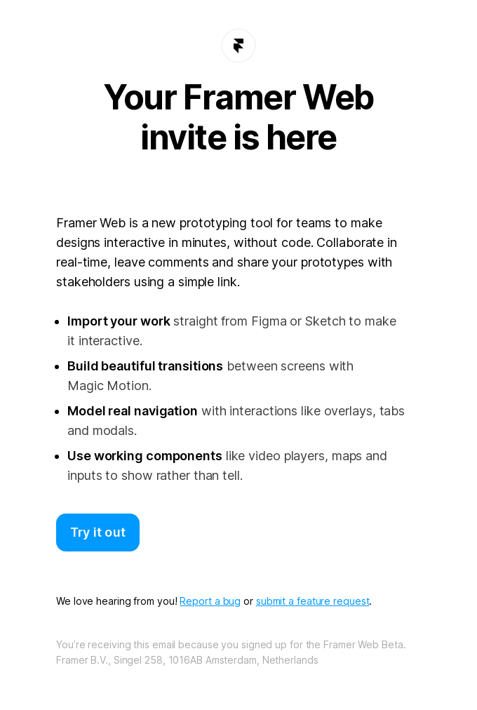 Your Framer Web invite is here