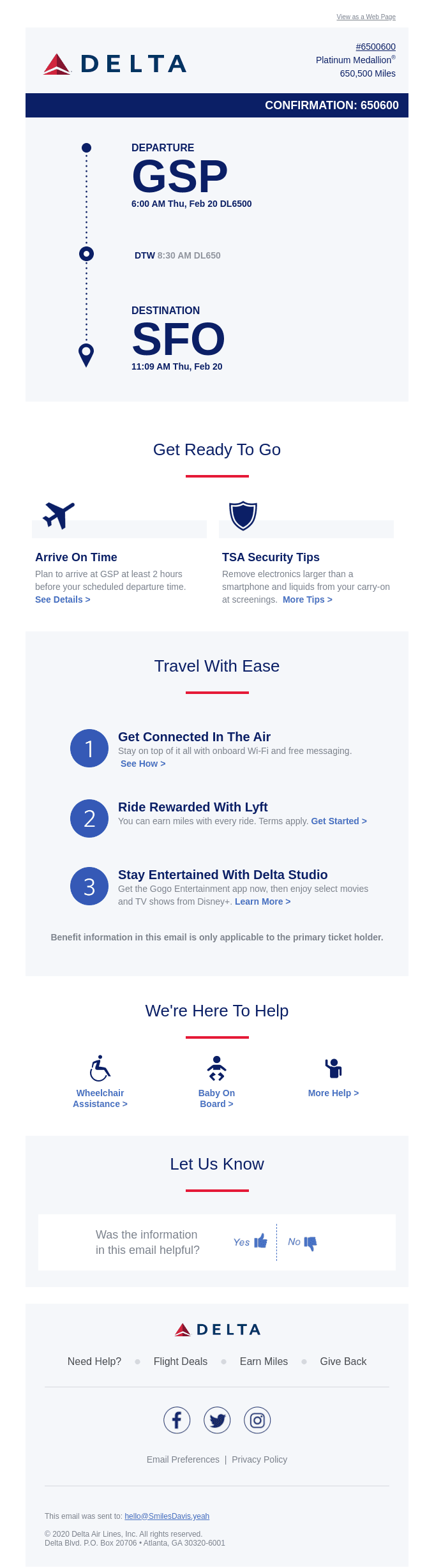 Your GSP > SFO Trip Details