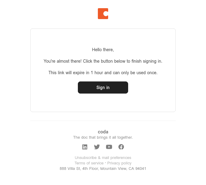 Your login request to Coda