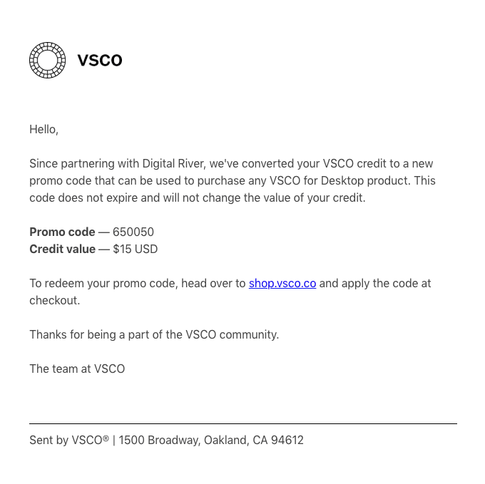 Your New Promo Code