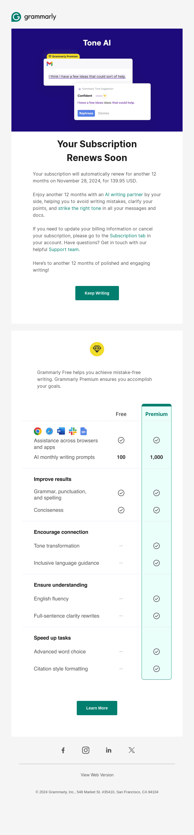 Your subscription renews soon