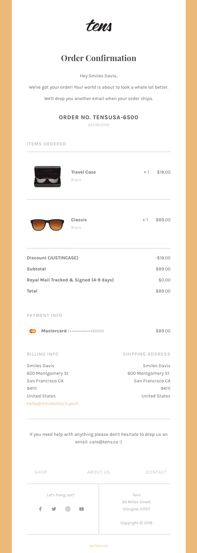 Your Tens order is confirmed! ☀️️