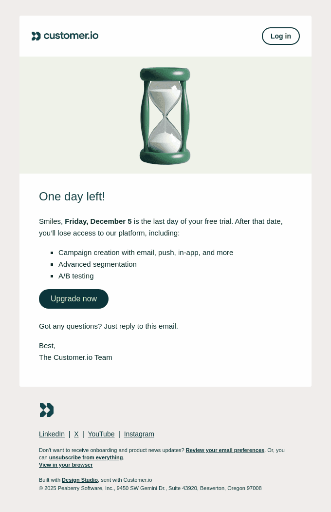 Your trial ends in 1 day