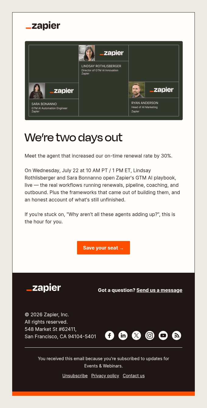 2 days out: Zapier’s actual GTM AI playbook