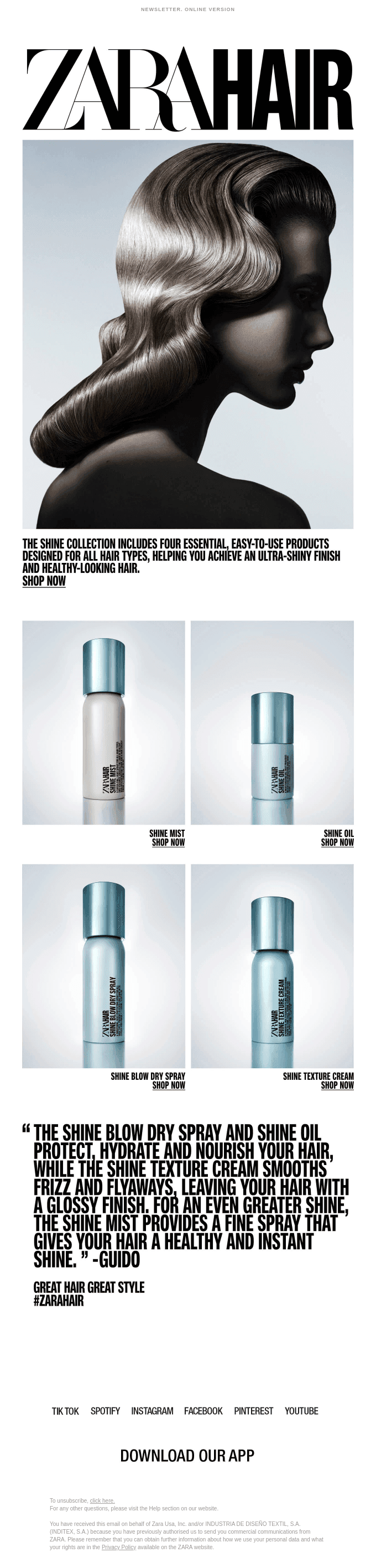 ZARA HAIR SHINE COLLECTION