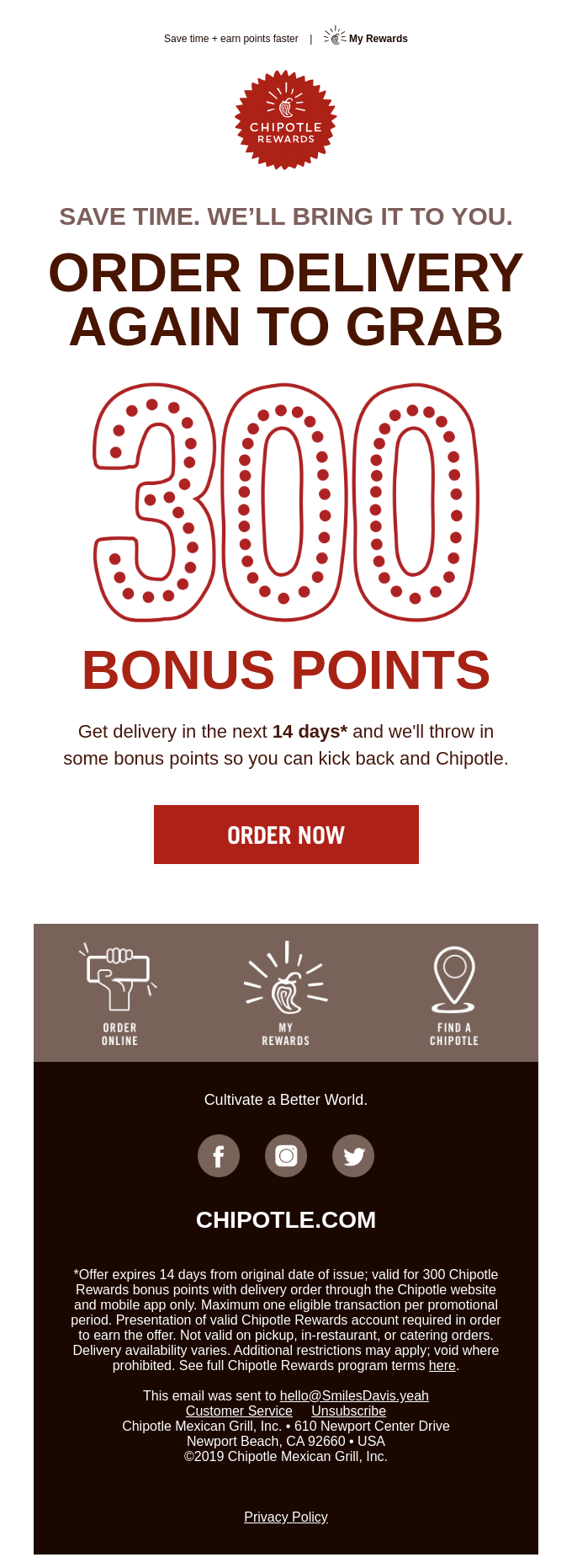 Get 🌯 delivered for 300 bonus points