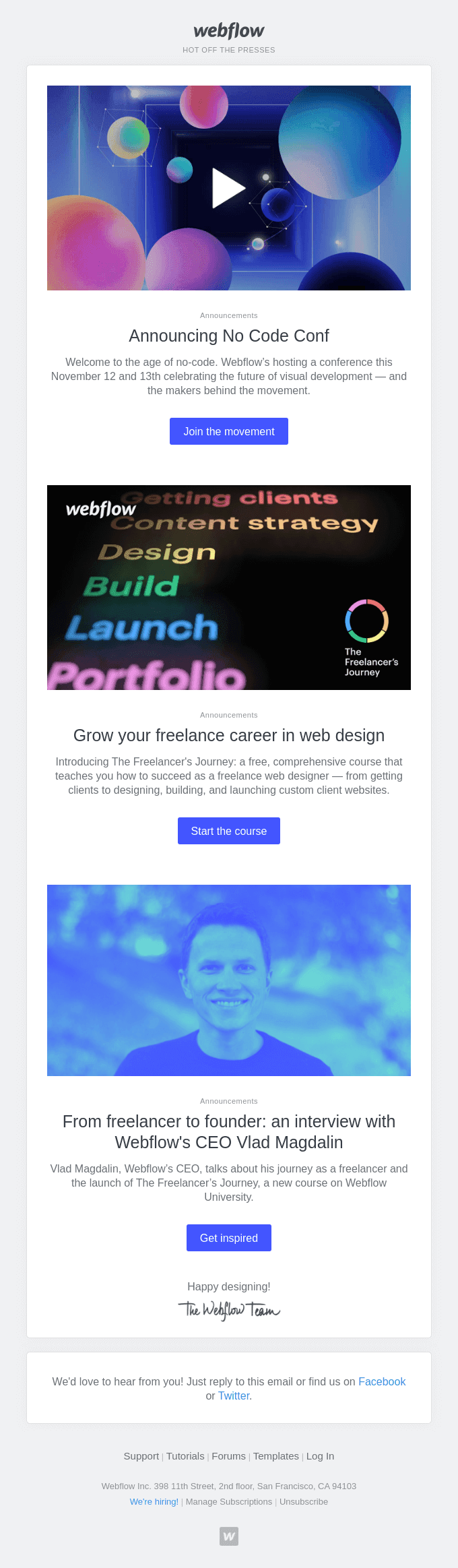 🚀 No Code Conf + 📚 Freelance web design course